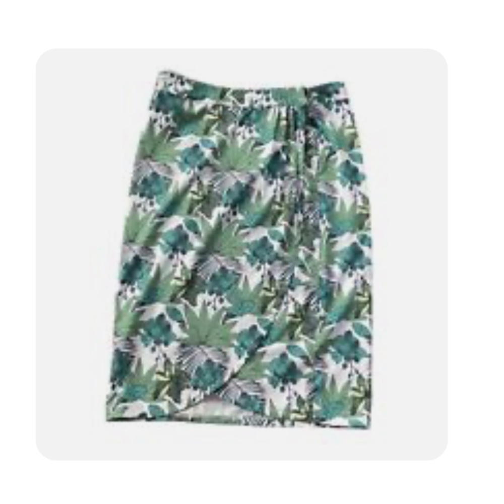 RIP SKIRT Hawaii Tropics Green Floral Wrap Skirt Size XL Length 3